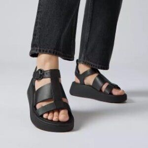 FitFlop Women's F-MODE Leather Flatform Fisherman Sandals Size 10